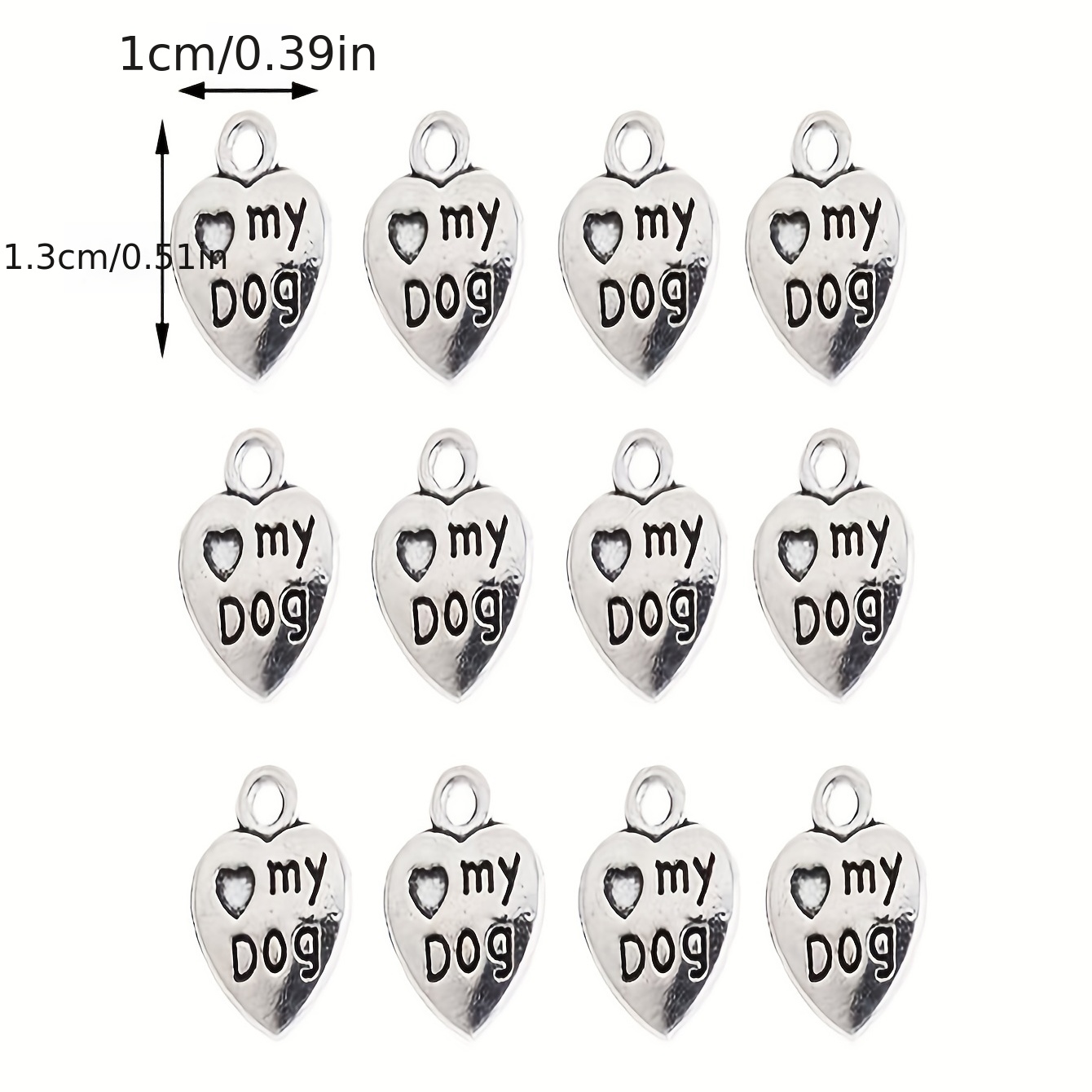 20pcs Heart Shape Clew Print Dog Detail Pendants 13x10mm